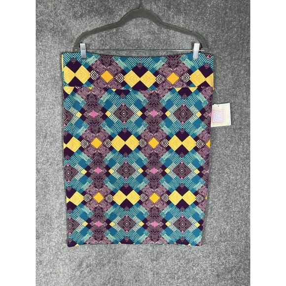 Lularoe Cassie Pull On Pencil Straight‎ Skirt Womens Size 3XL Stretch Geometric - Picture 1 of 8